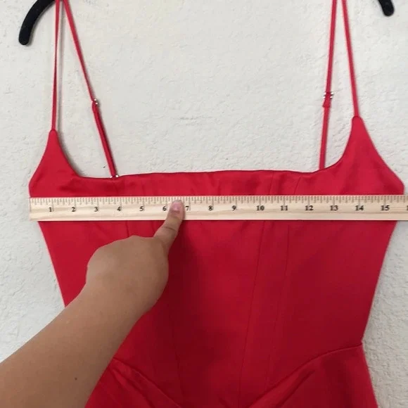 HOUSE OF CB‎ 'Olivette' Red Rose Satin Corset Maxi Dress NWOT size S - Picture 8 of 12